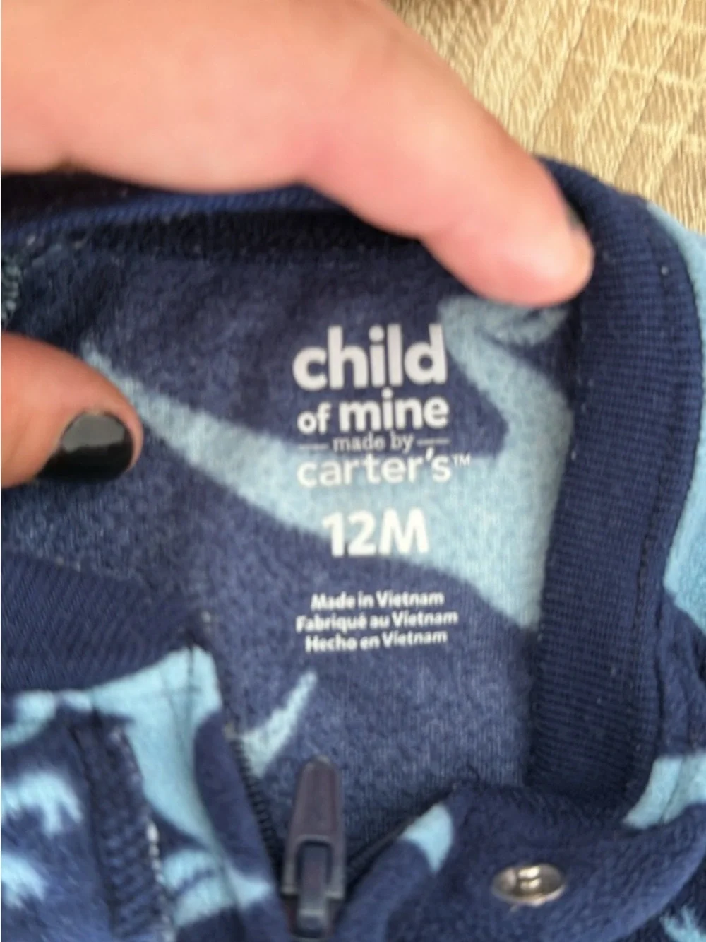 Carter's Child of Mine Blue & Navy Baby Zippered Sleeper